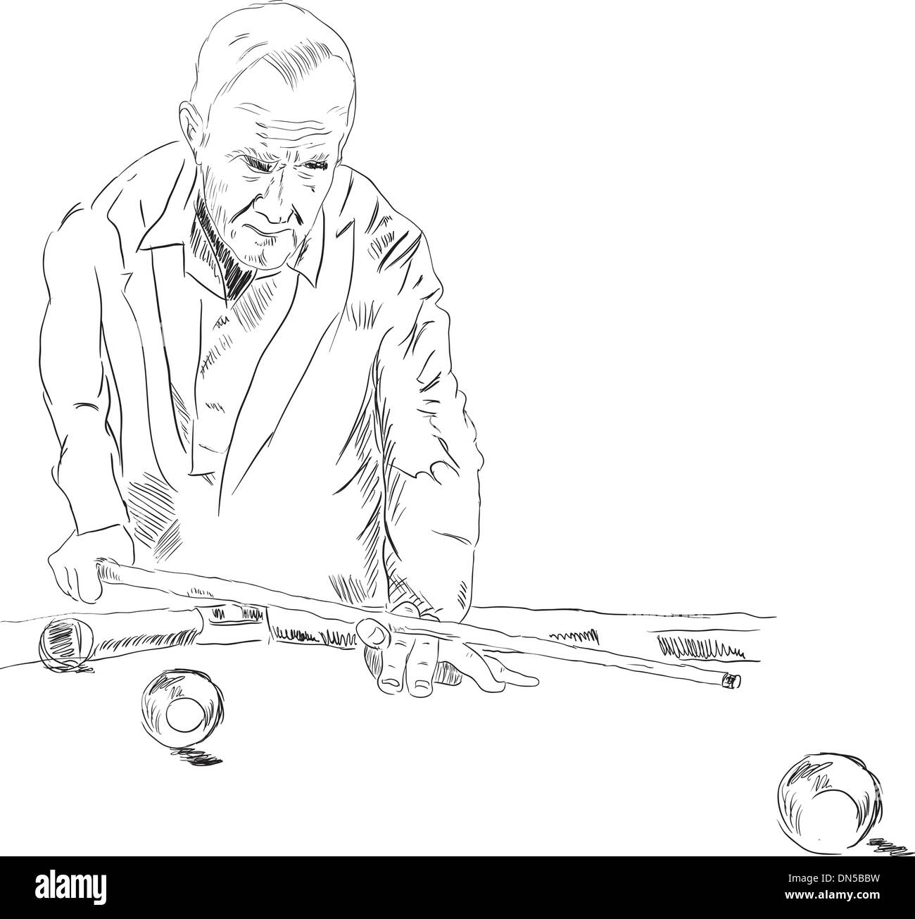 L'uomo giocando a biliardo Illustrazione Vettoriale