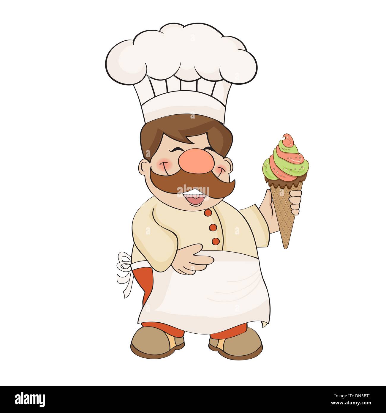 Funny chef con gelato Illustrazione Vettoriale
