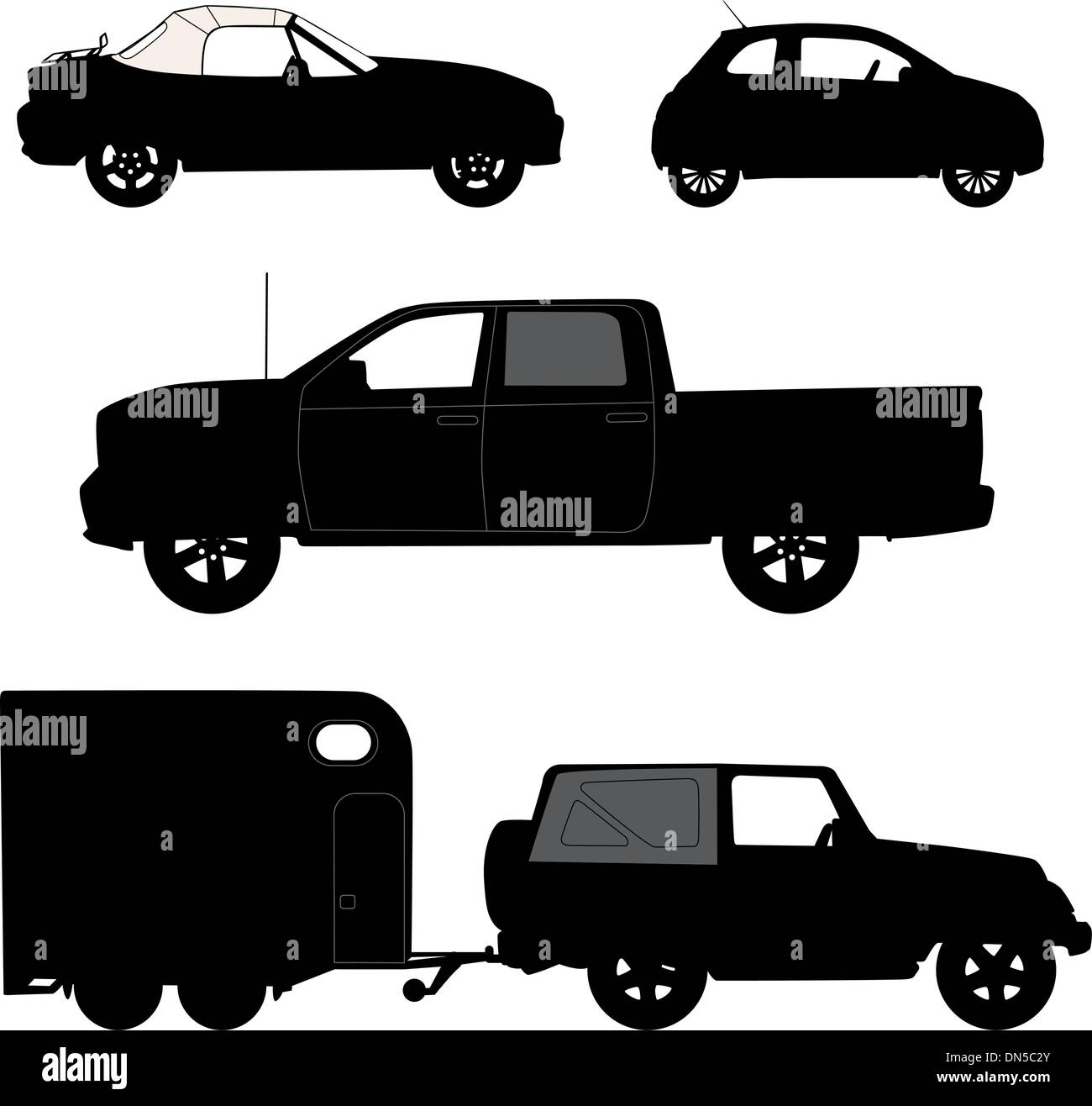 Trasporto raccolta di icone - silhouette di vettore Illustrazione Vettoriale