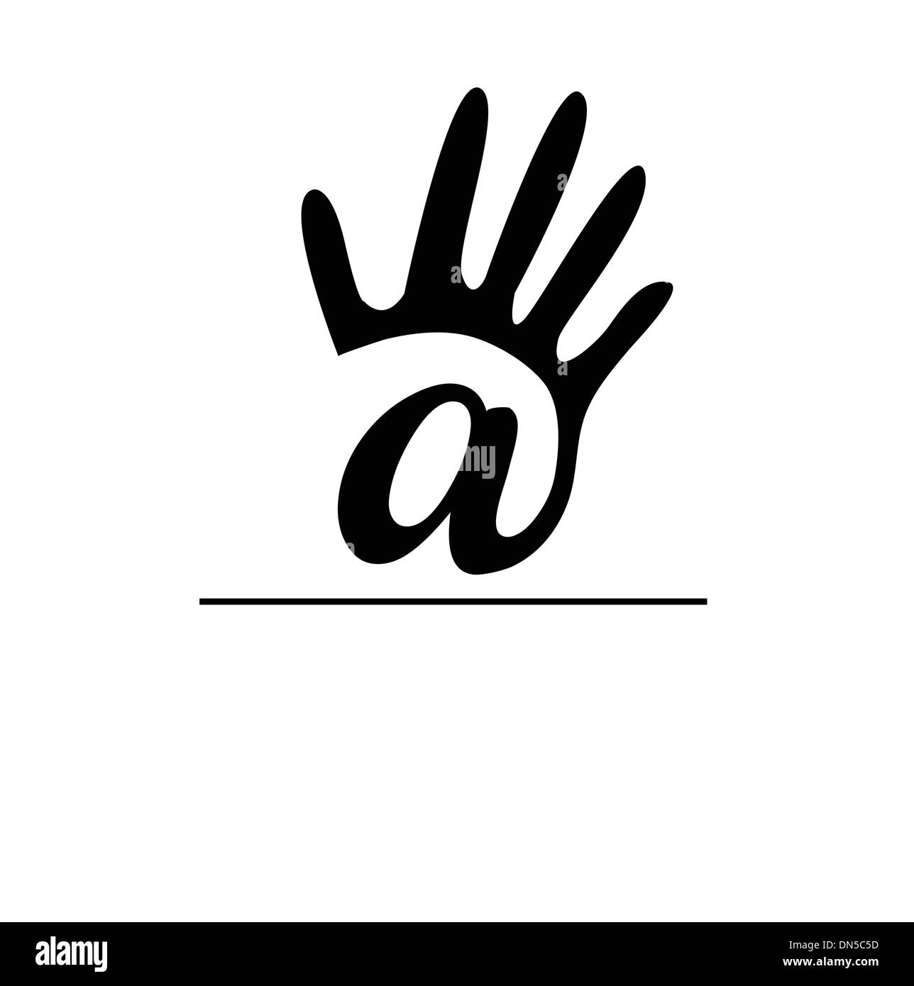 E - a mano alfabeto scritto isolato su sfondo bianco Illustrazione Vettoriale