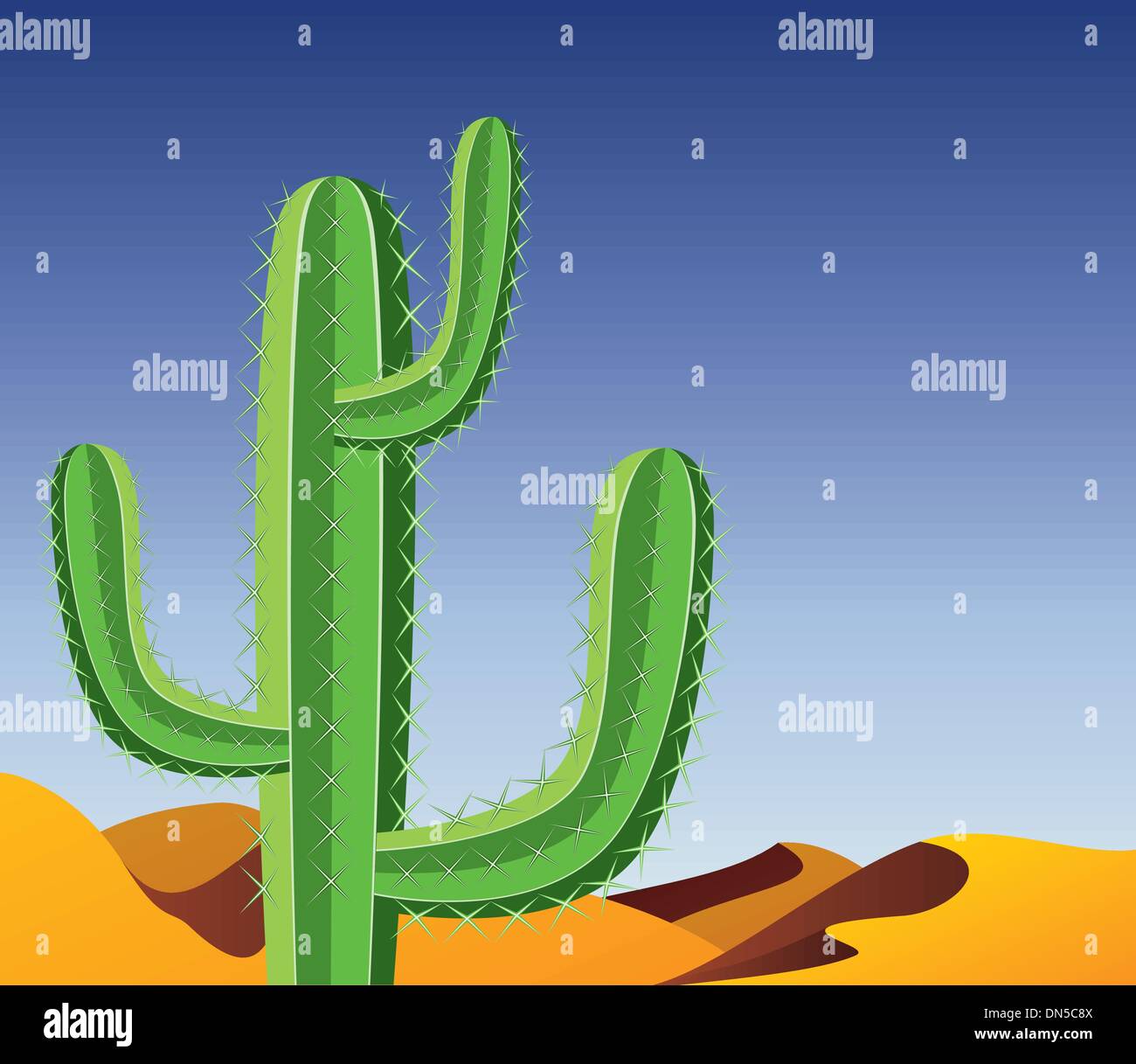 Vector cactus nel deserto Illustrazione Vettoriale