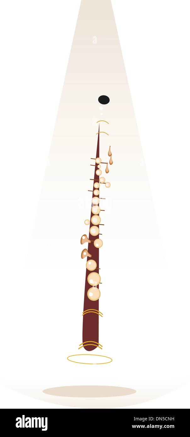 Un Musical clarinetto su stadio bruno sullo sfondo Illustrazione Vettoriale