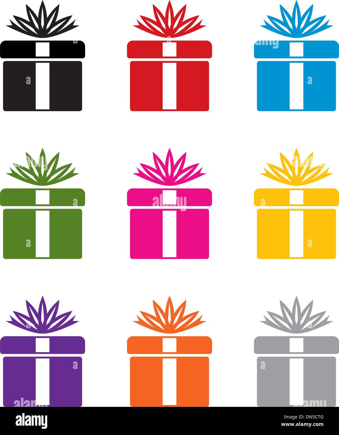 Set di vettore di colorati confezione regalo simboli Illustrazione Vettoriale