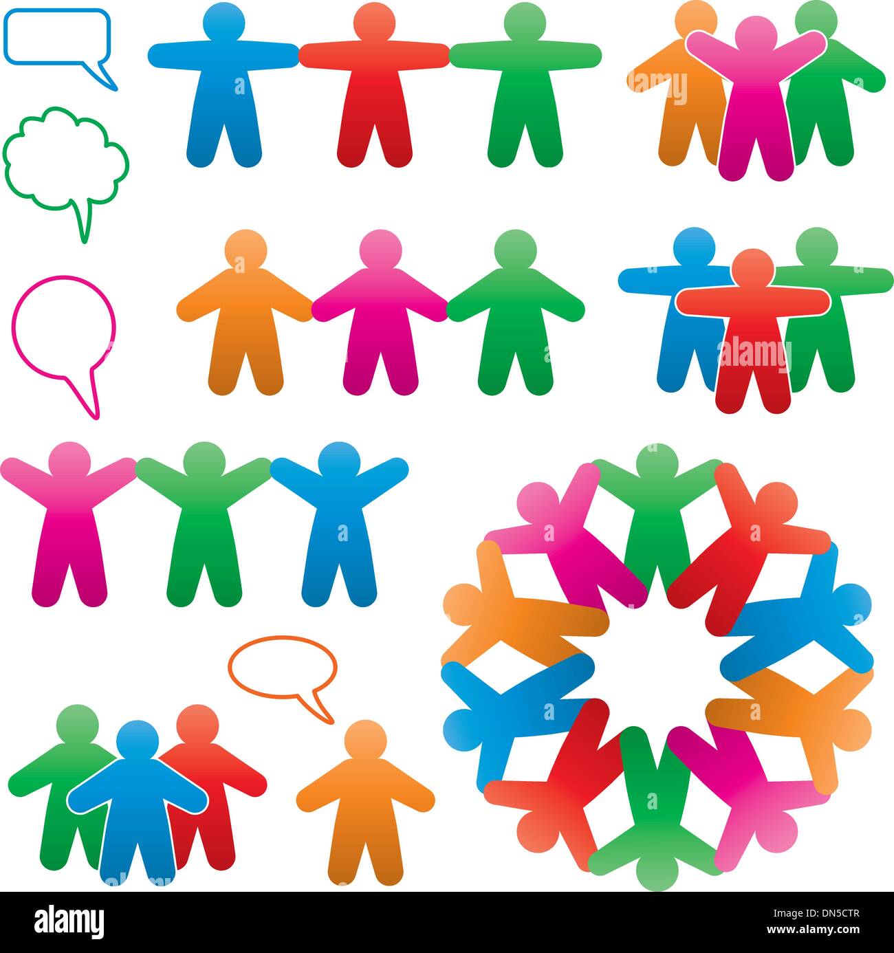 Set di vettore di coloratissimi umana e i simboli del parlato Illustrazione Vettoriale