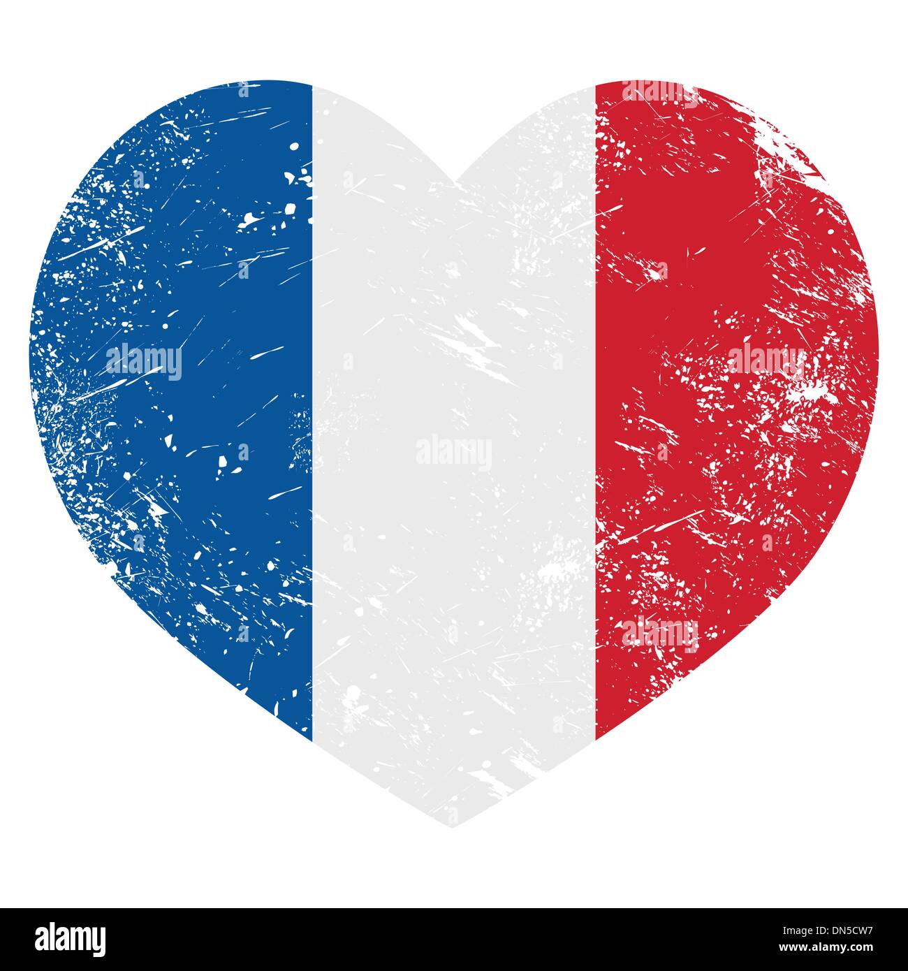 Francia cuore retrò bandiera Illustrazione Vettoriale