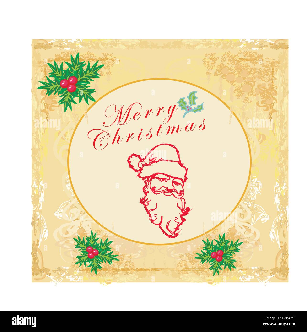 Santa Doodle retrò Card Illustrazione Vettoriale