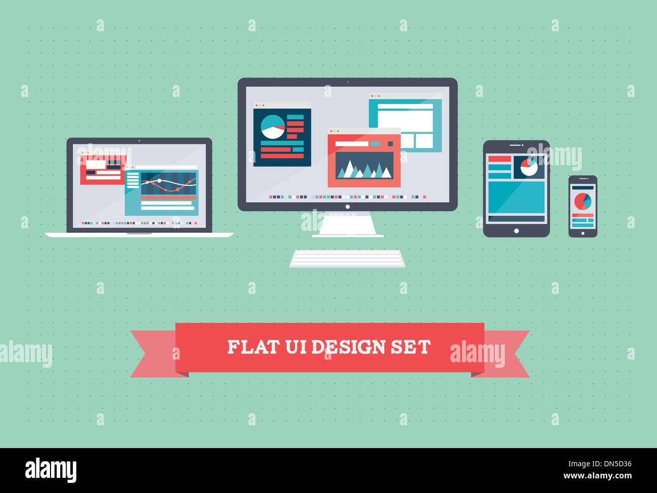 Appartamento La progettazione delle interfacce utente impostato Illustrazione Vettoriale