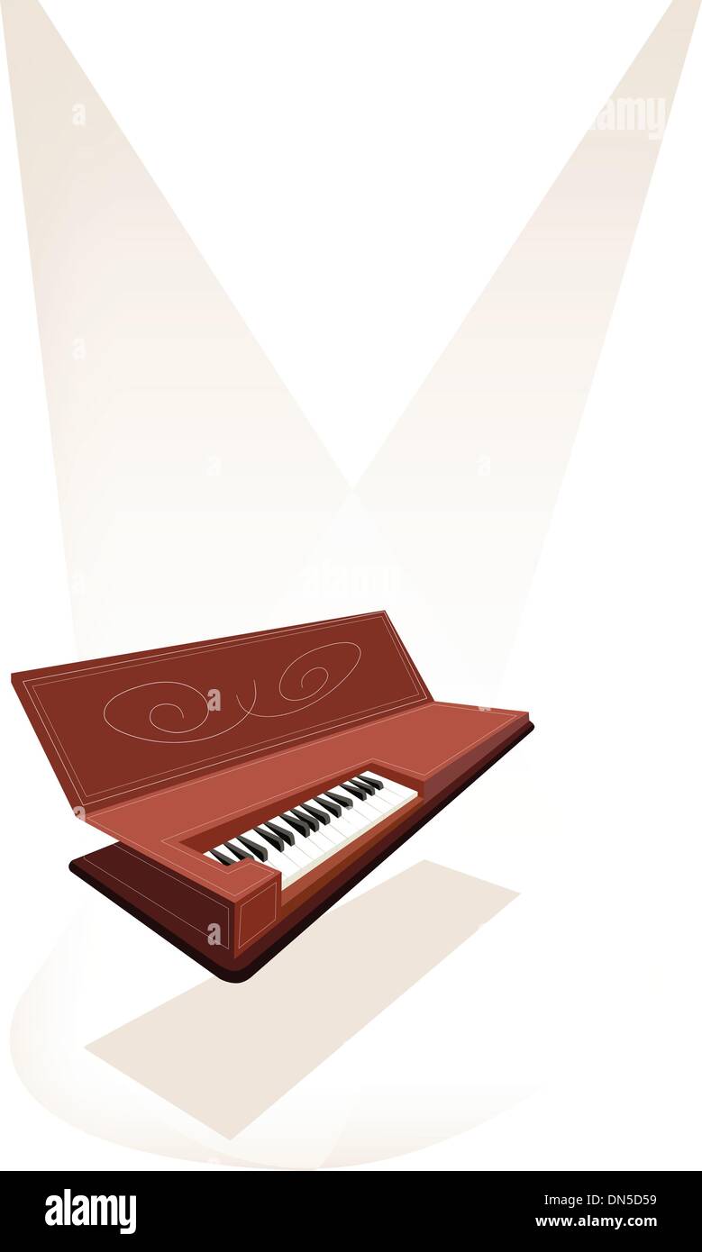 Un clavicordo retrò marrone su sfondo dello stadio Illustrazione Vettoriale