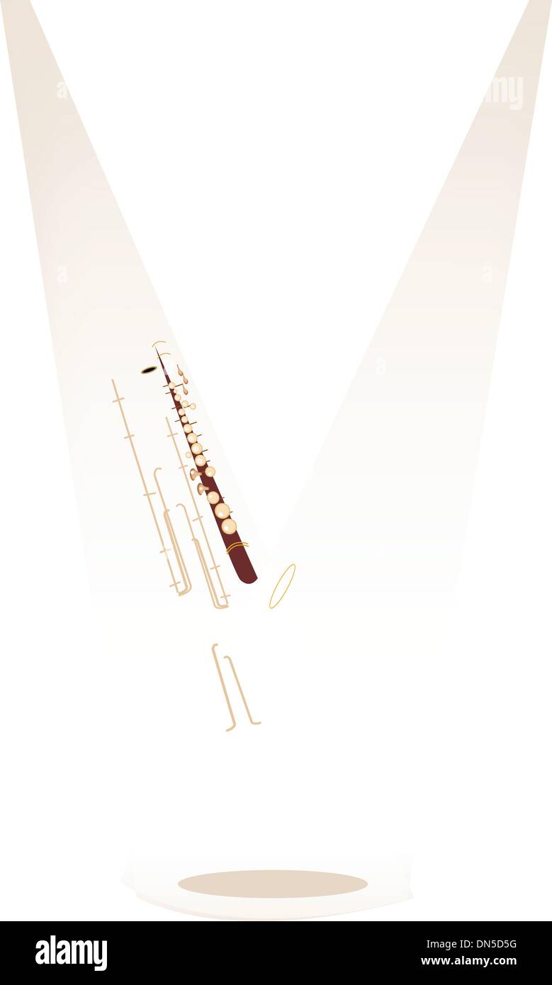 Una classica Contrabassoon marrone su sfondo dello stadio Illustrazione Vettoriale