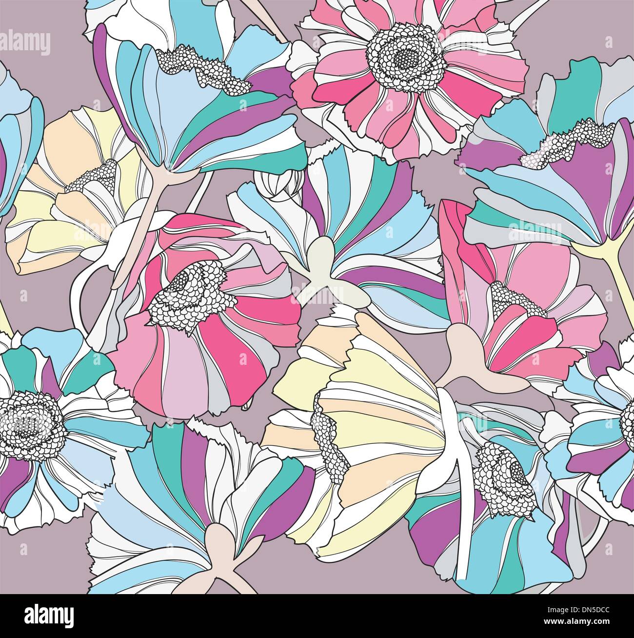 Modello senza cuciture con fiori. Colorato sfondo floreale. Illustrazione Vettoriale