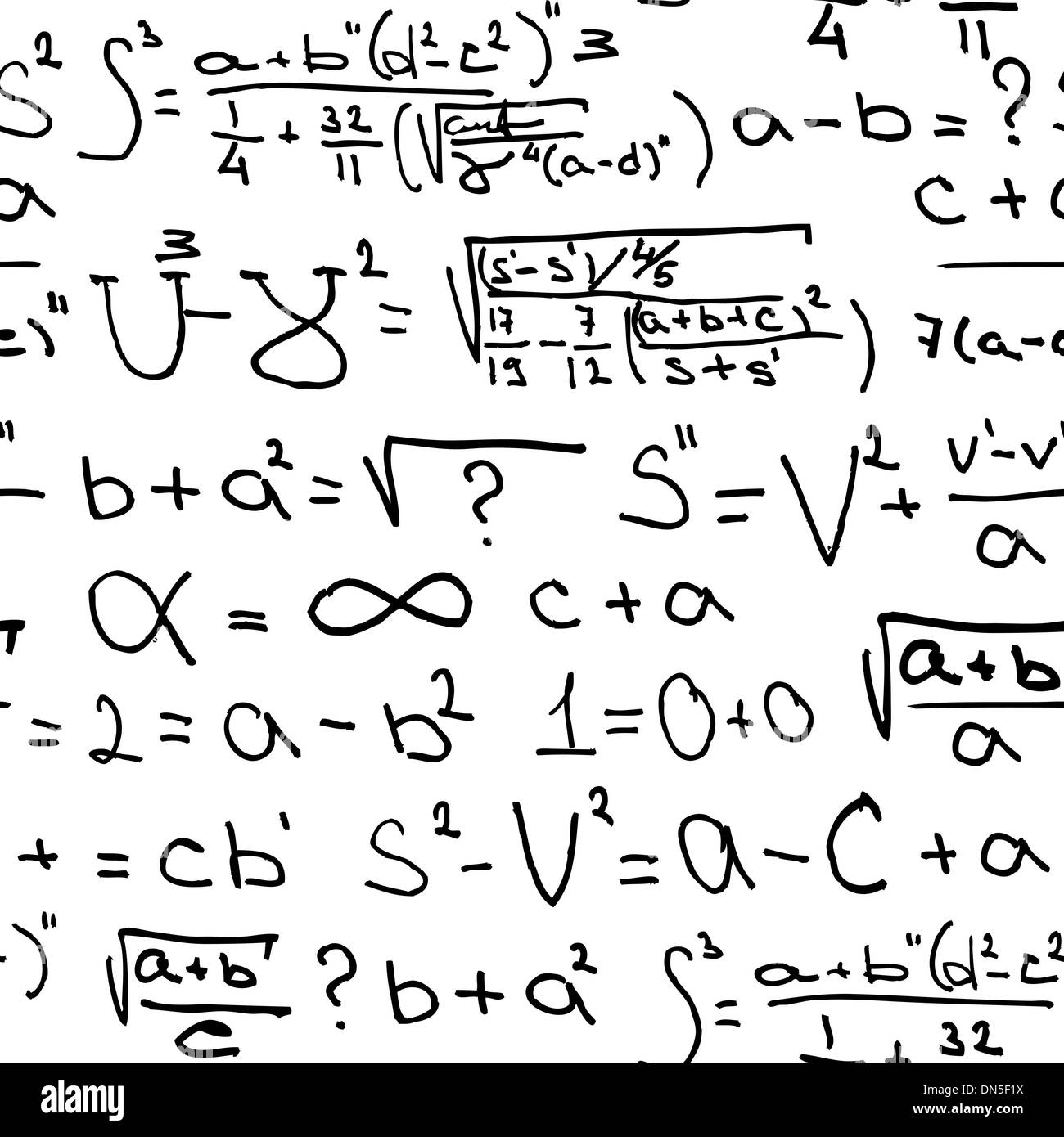Equazioni matematiche su bianco Illustrazione Vettoriale