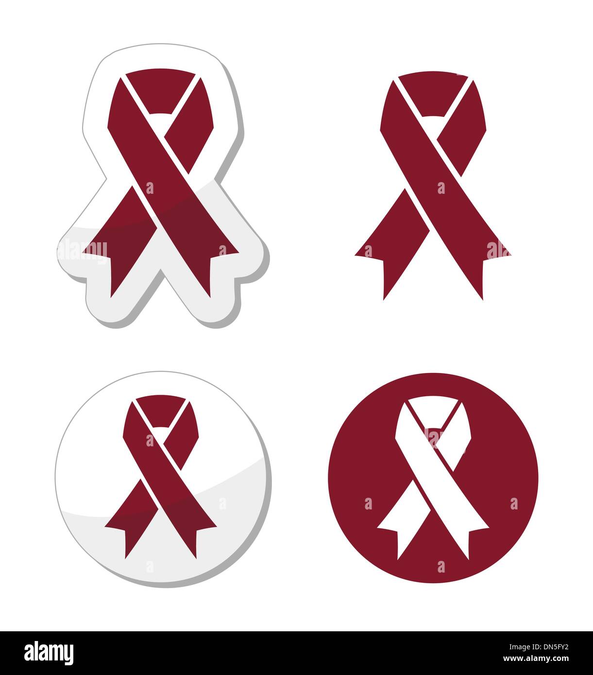 Nastro di borgogna simbolo di aneurisma cerebrale, taglio cesareo, il mal di testa Illustrazione Vettoriale