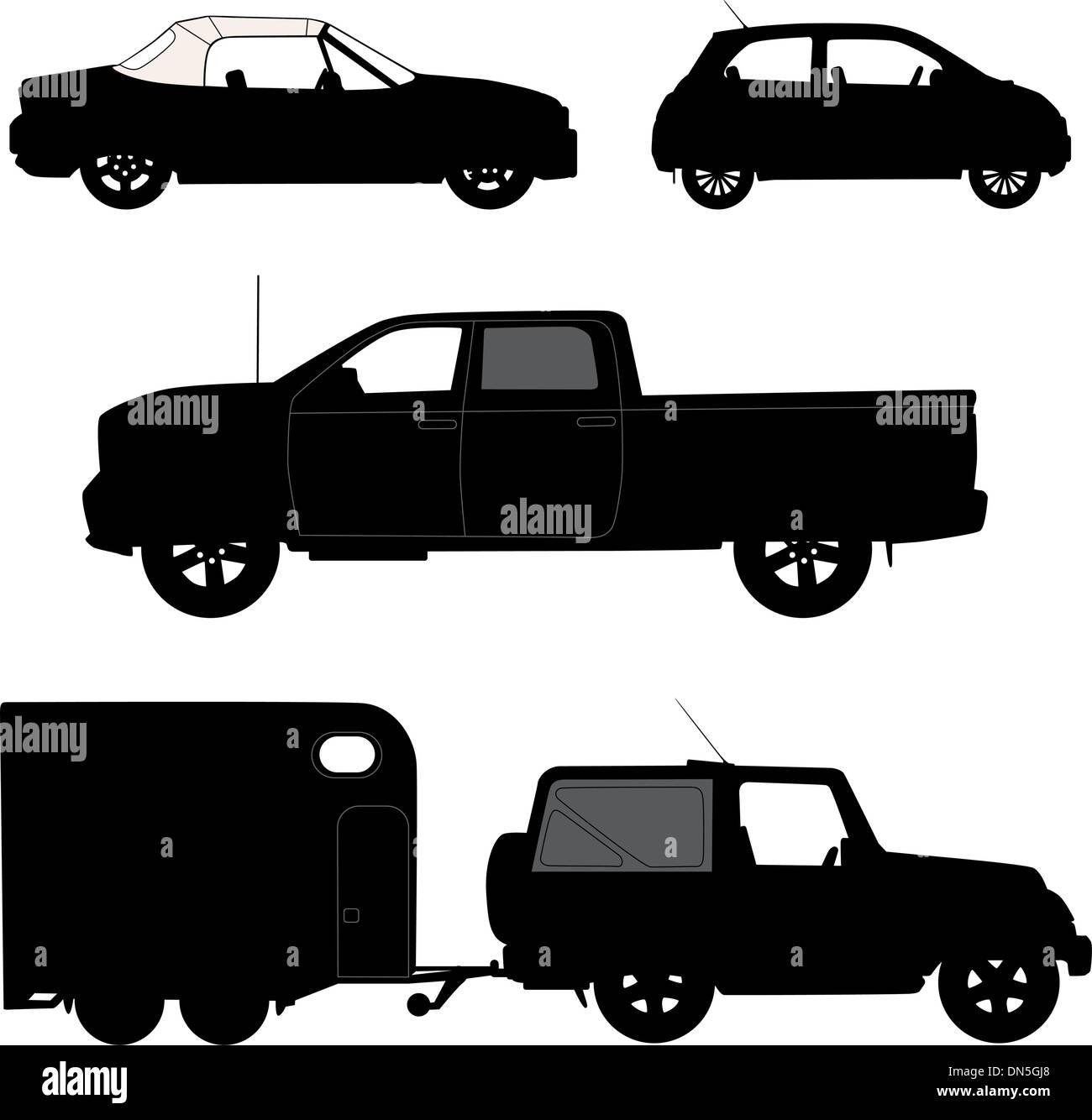 Trasporto raccolta di icone - silhouette di vettore Illustrazione Vettoriale