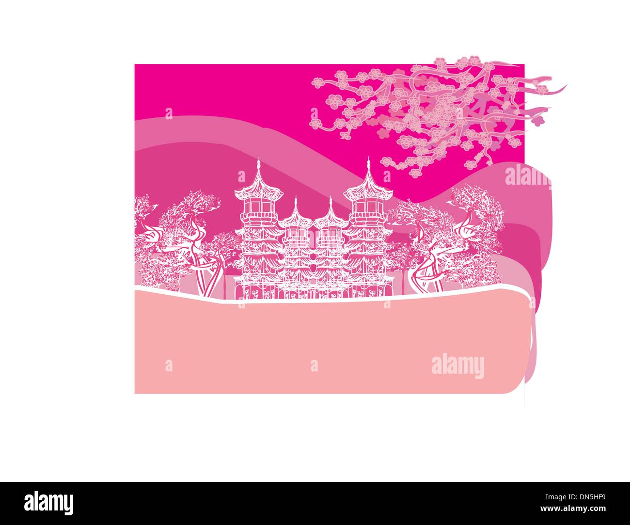 Buddista di Tempio Zen Illustrazione Vettoriale