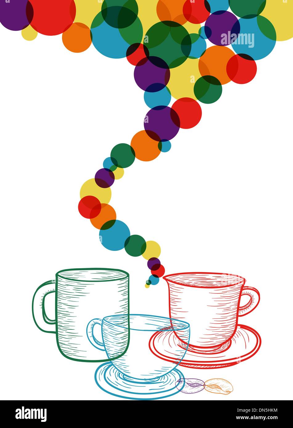 Colorato set caffè concept Illustrazione Vettoriale