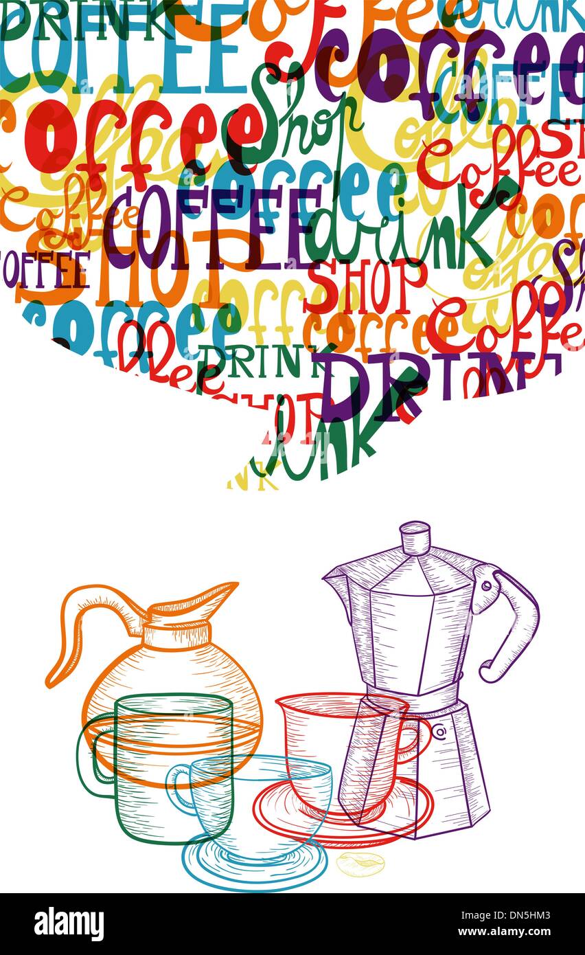 Trendy carino il concetto di caffè Illustrazione Vettoriale