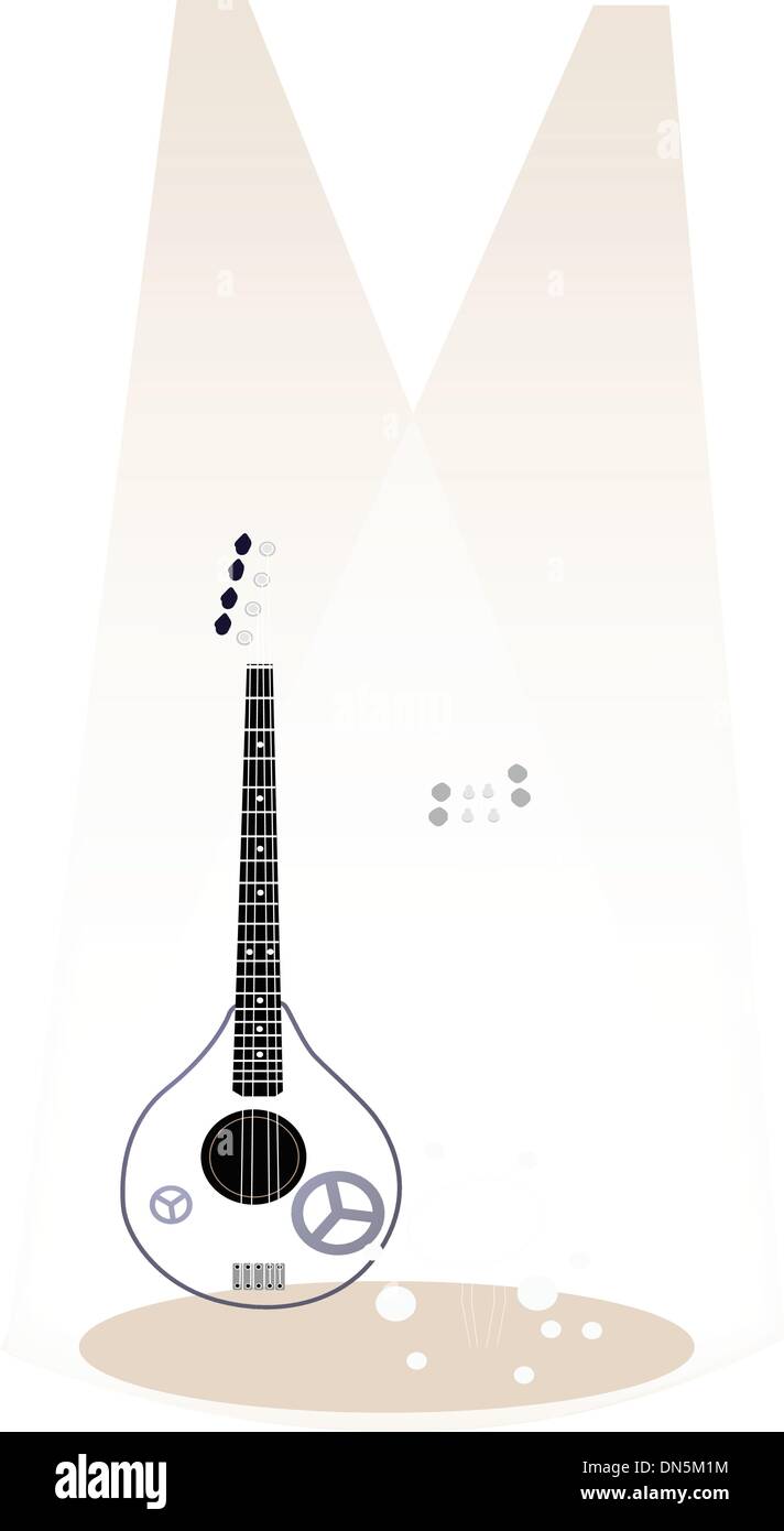 Due belle Ukulele chitarra su stadio bruno sullo sfondo Illustrazione Vettoriale