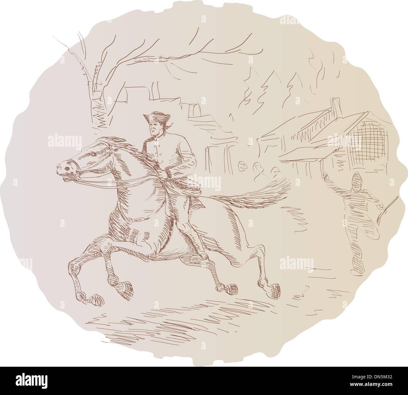 Rivoluzione Americana soldato di equitazione Illustrazione Vettoriale