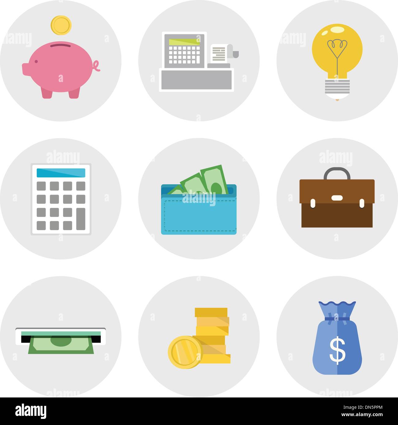 Finanziare le icone nel design piatto Illustrazione Vettoriale