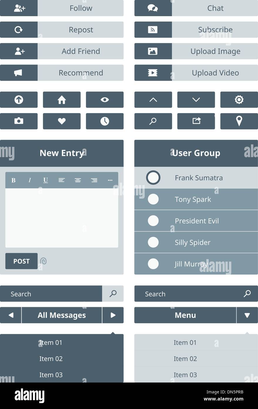 Utente del sito web del modulo di interfaccia Illustrazione Vettoriale