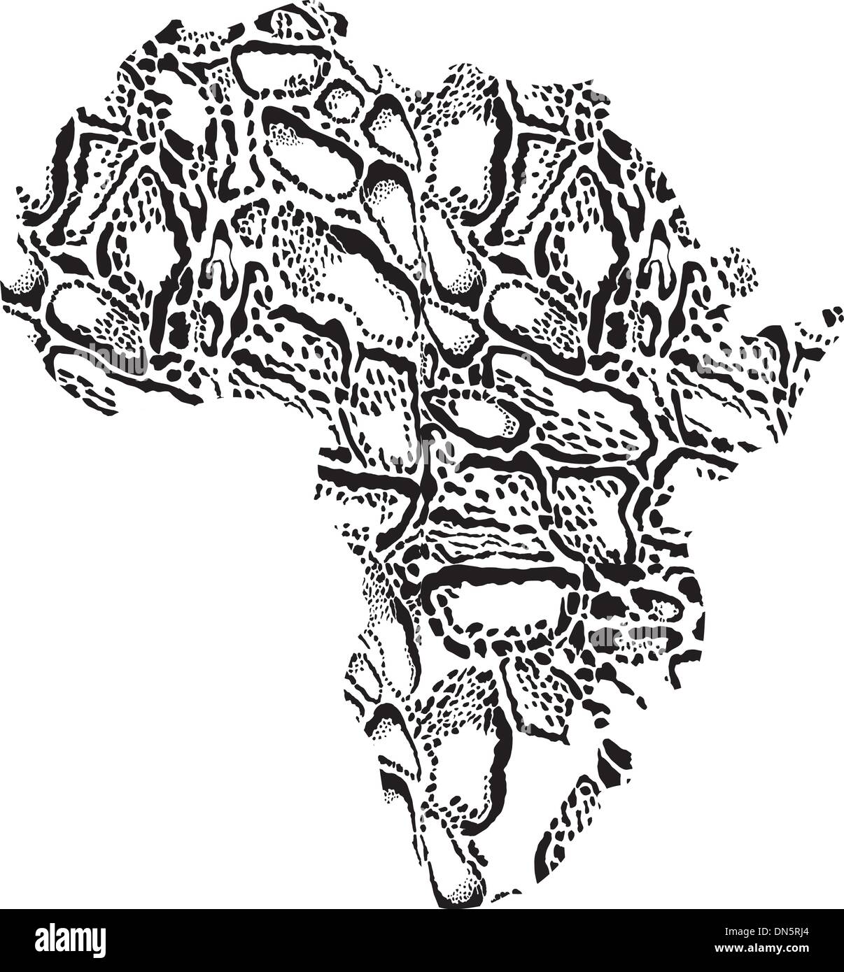 Mappa di Africa con sfondo Modello leopardo nuvola Illustrazione Vettoriale