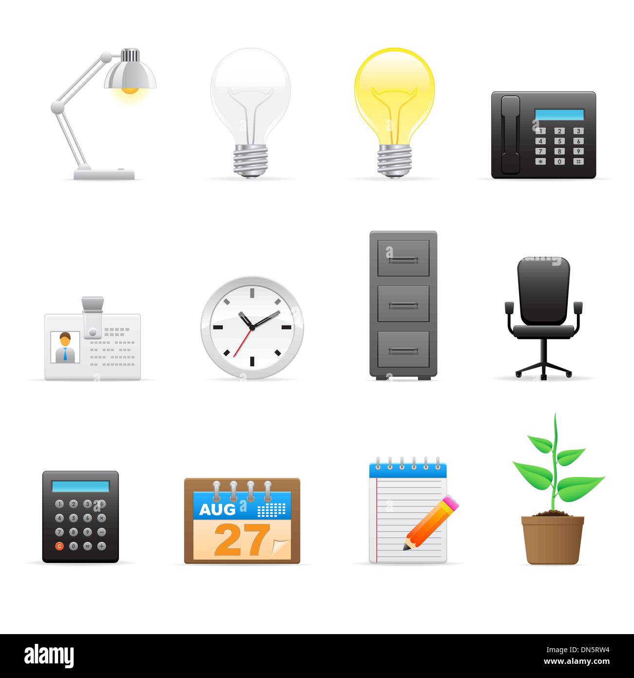 Ufficio icone set (Workplace) Illustrazione Vettoriale