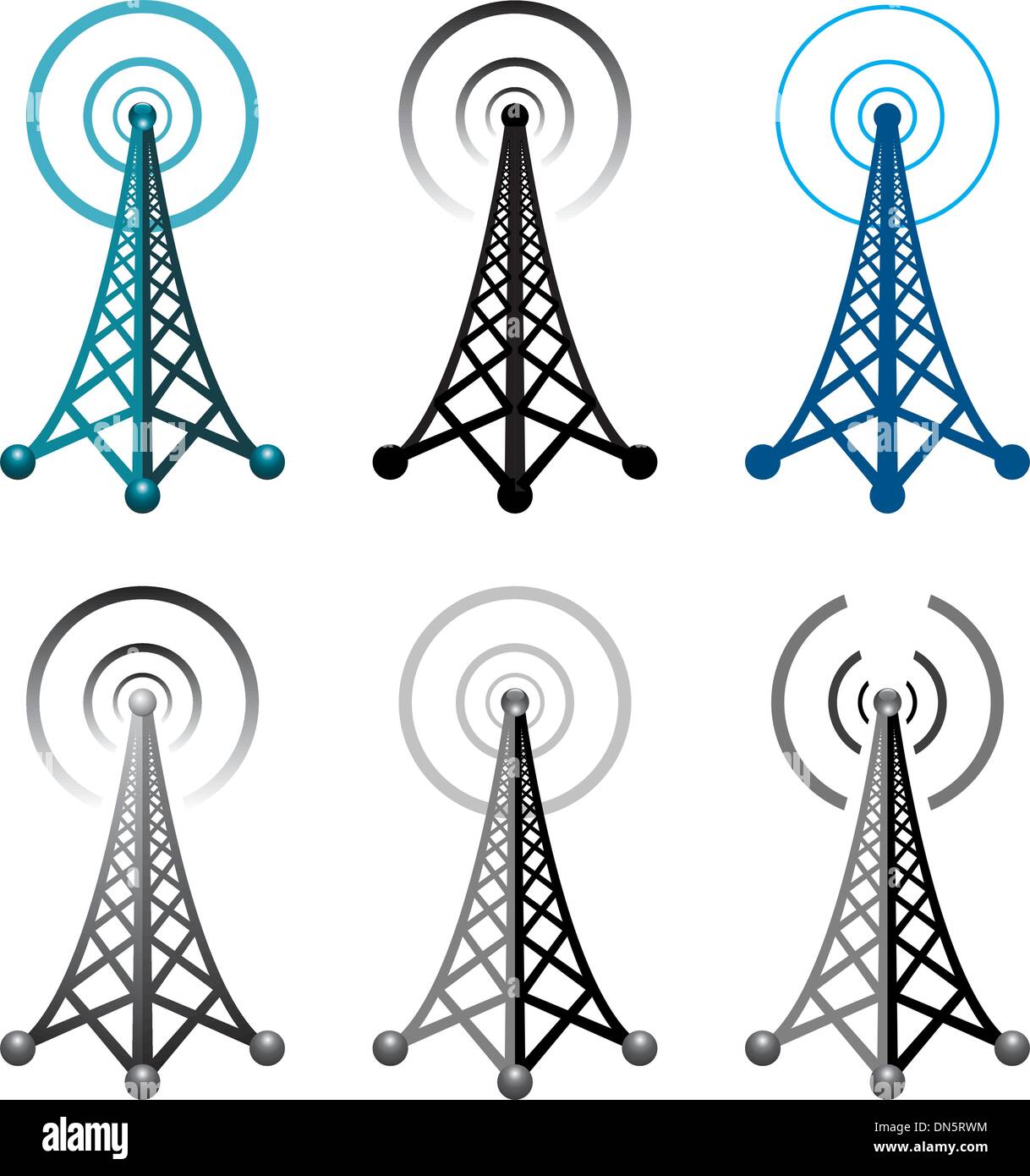 Torre della radio simboli Illustrazione Vettoriale