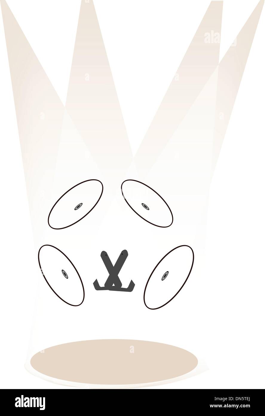 Un megafono retrò marrone su sfondo dello stadio Illustrazione Vettoriale