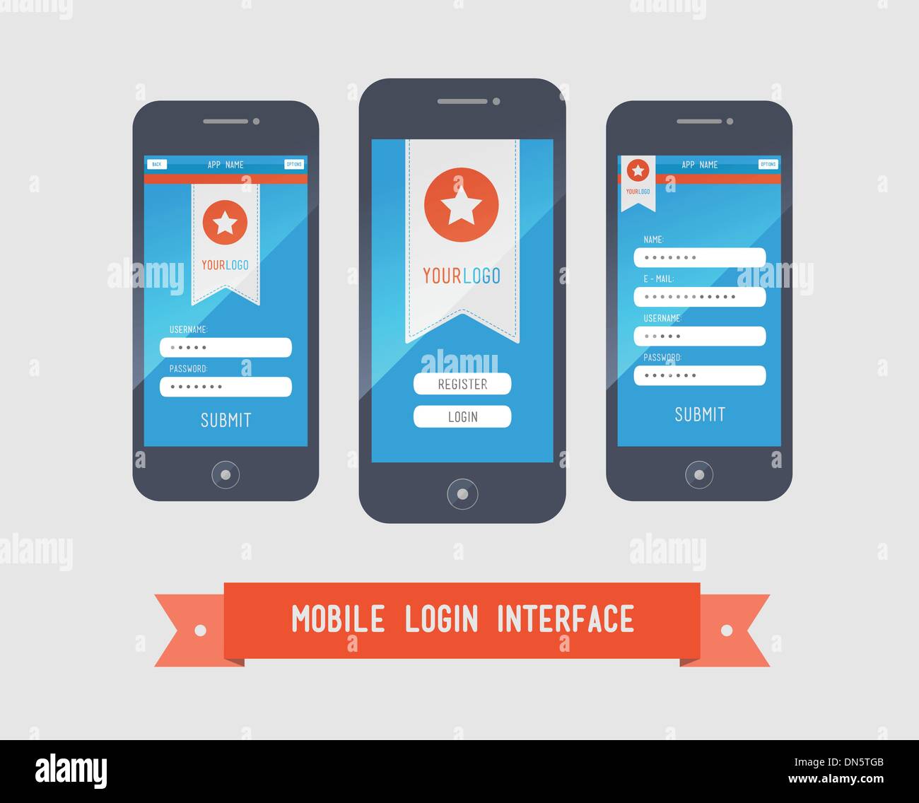 Mobile login Modulo di interfaccia Illustrazione Vettoriale