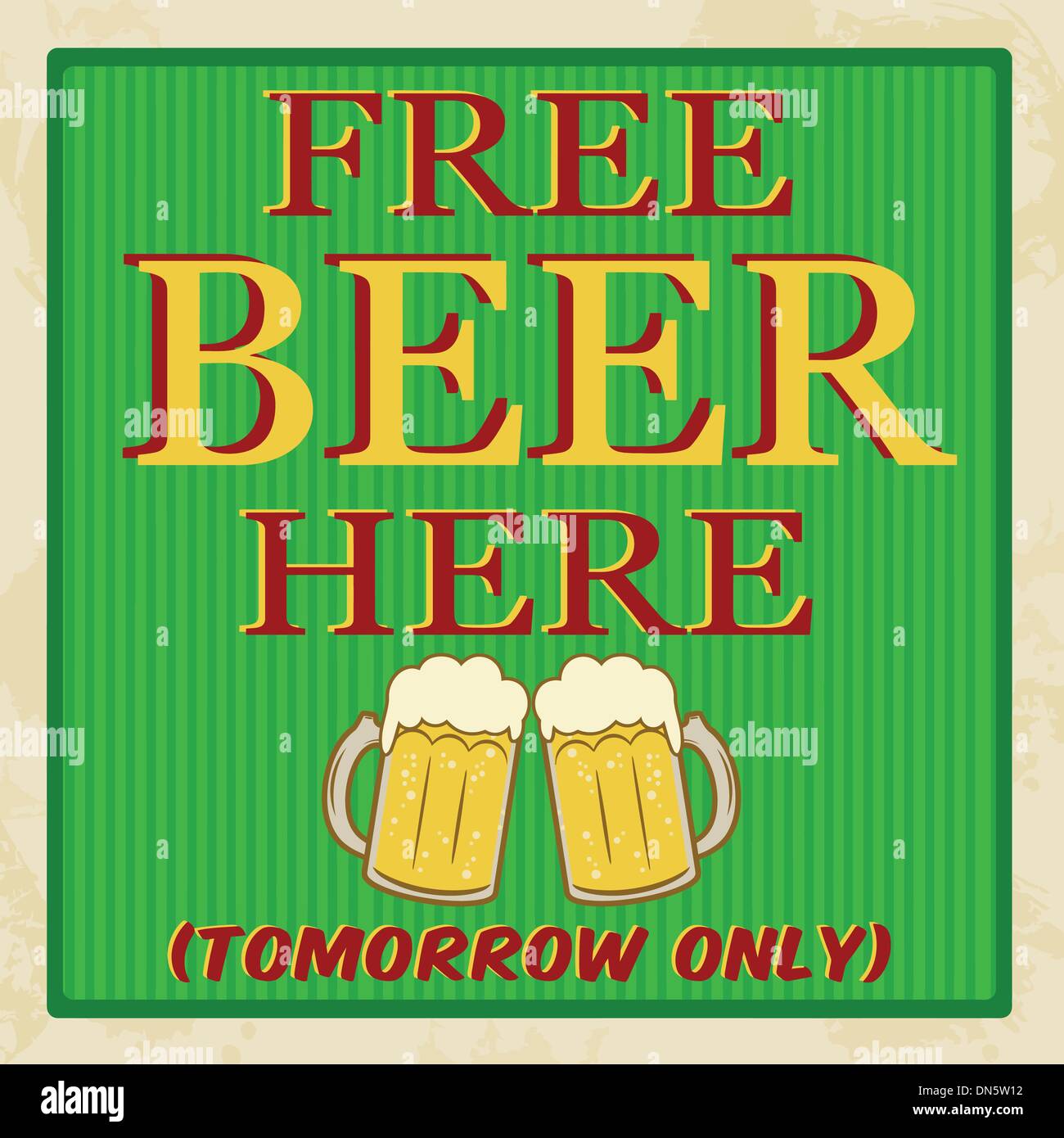 Birra gratis domani poster Illustrazione Vettoriale
