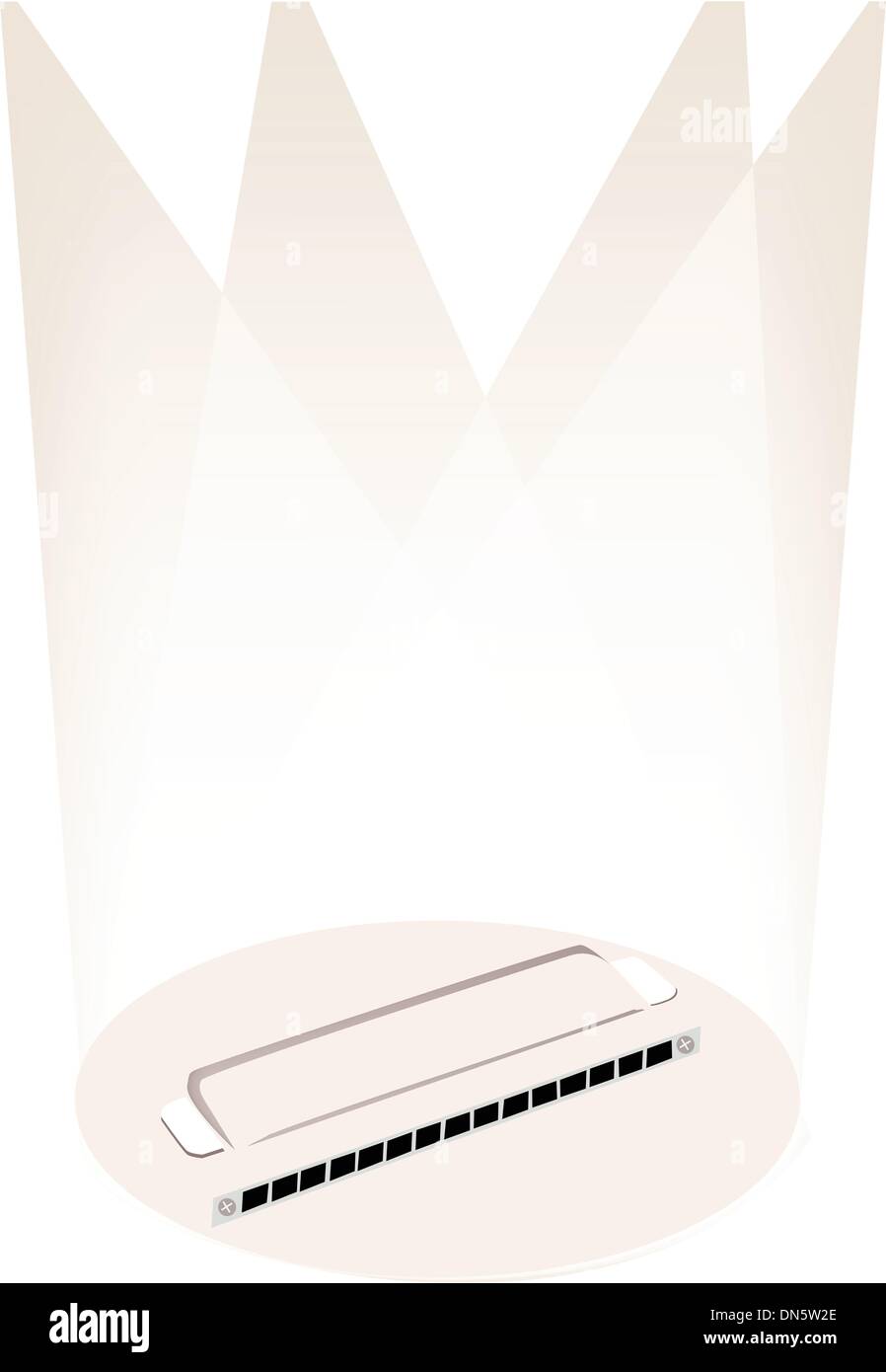 Un Blues Harmonica sulla fase marrone sfondo Illustrazione Vettoriale