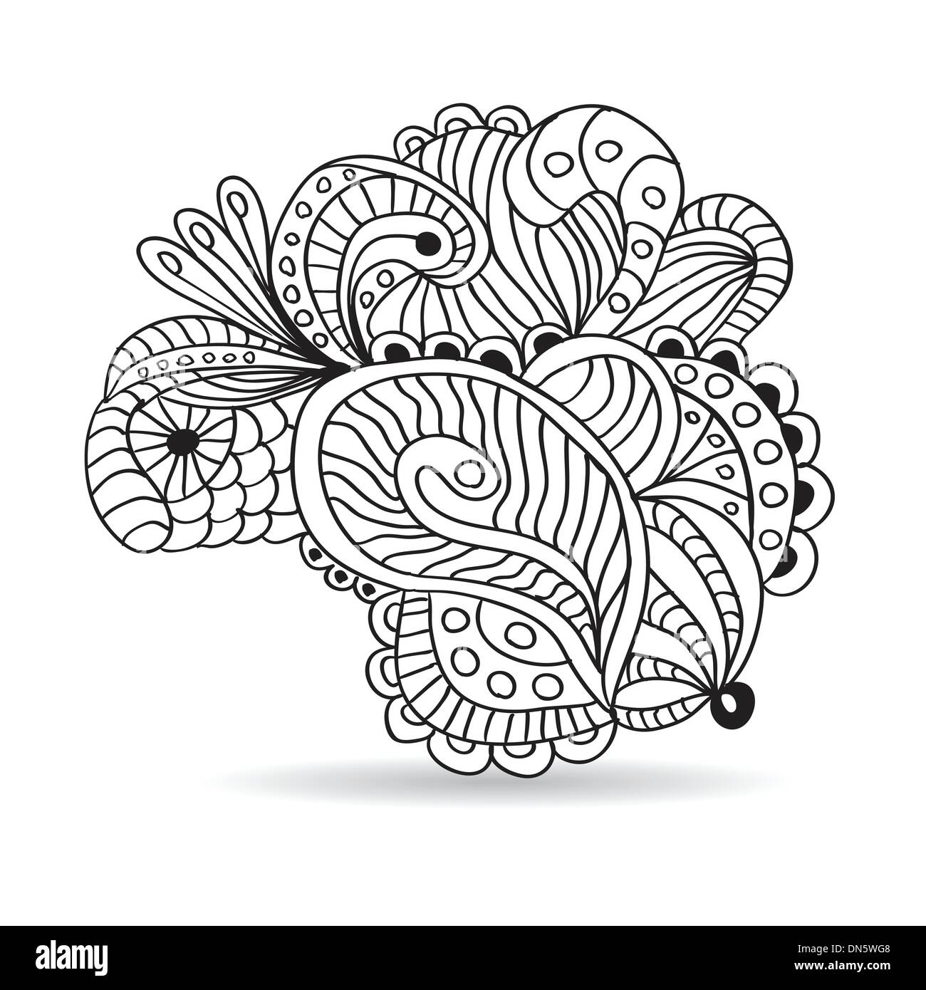 In bianco e nero disegnato a mano ornamento. Illustrazione Vettoriale