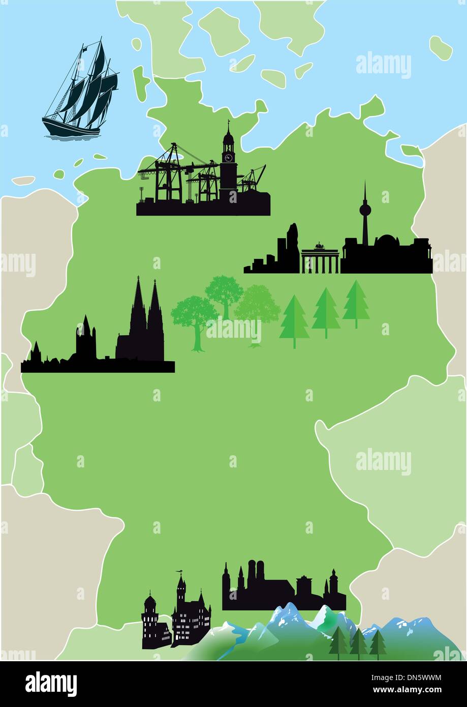 Mappa storica della germania Immagini Vettoriali Stock Alamy