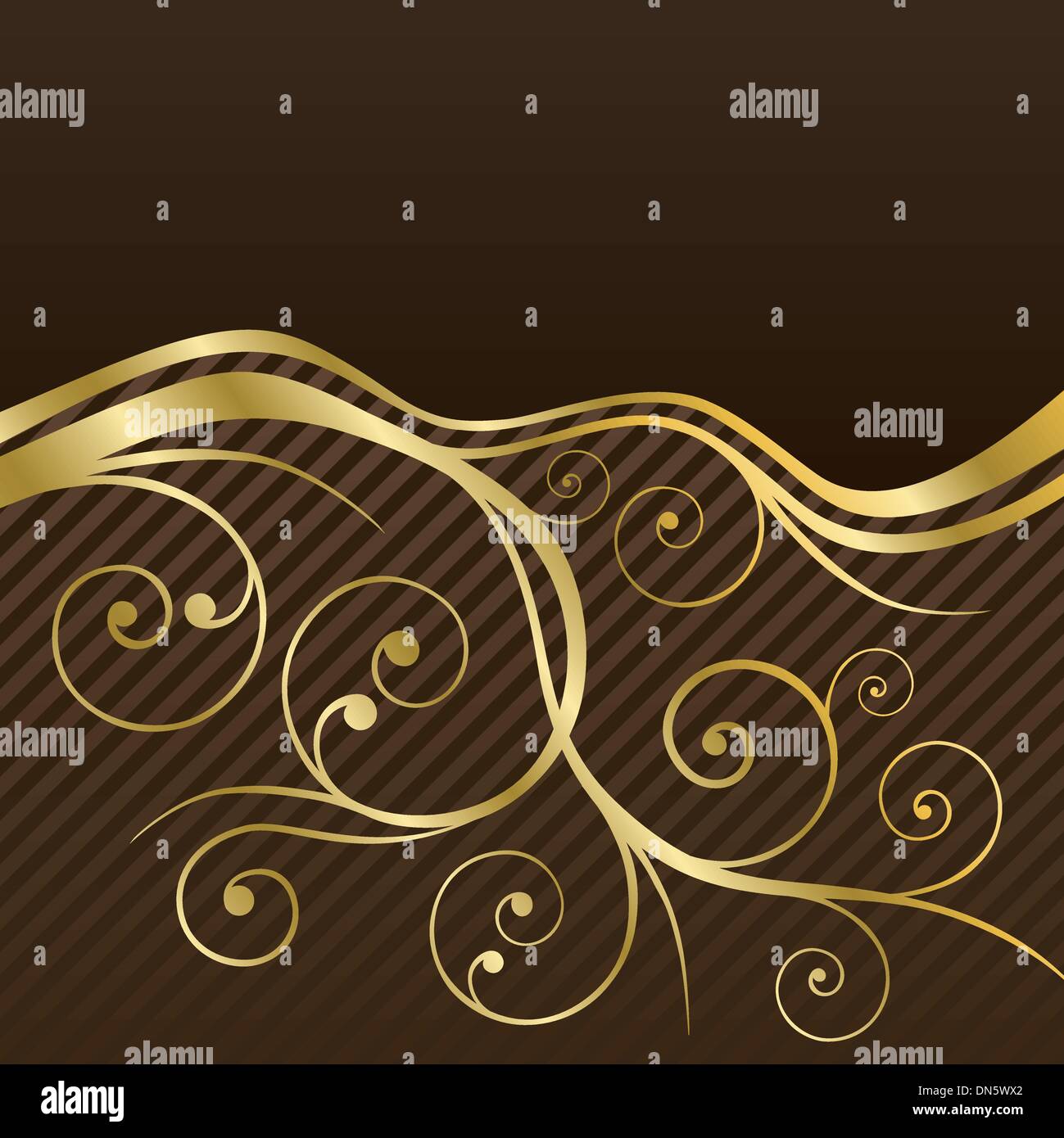 Marrone e oro volute caffè Copertina del menu Illustrazione Vettoriale
