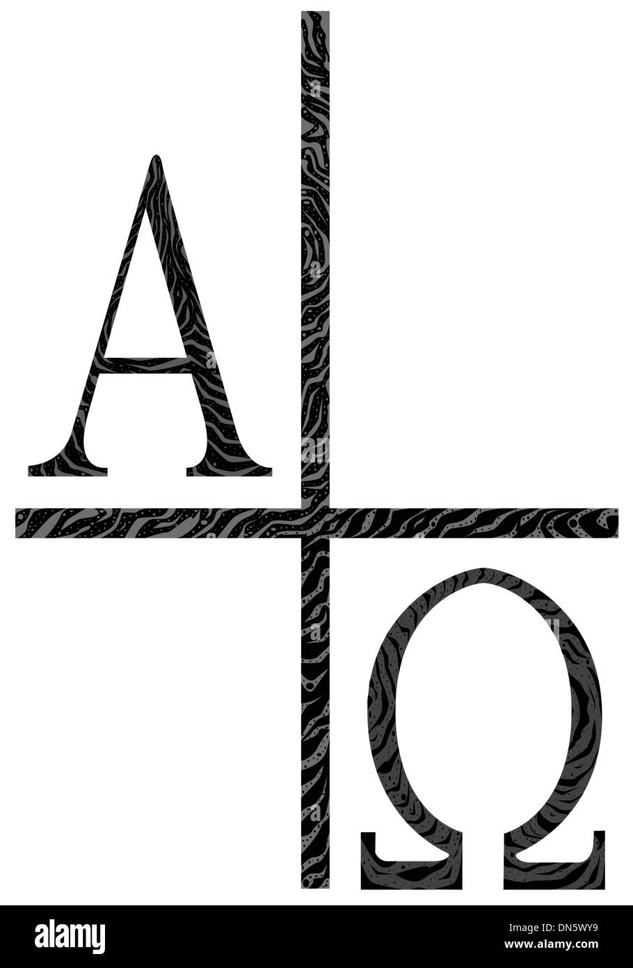 Alfa Omega simbolo. Illustrazione Vettoriale