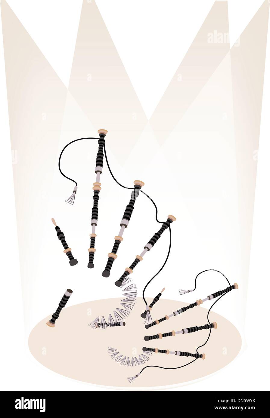 Un cornamuse scozzesi sulla fase marrone sfondo Illustrazione Vettoriale