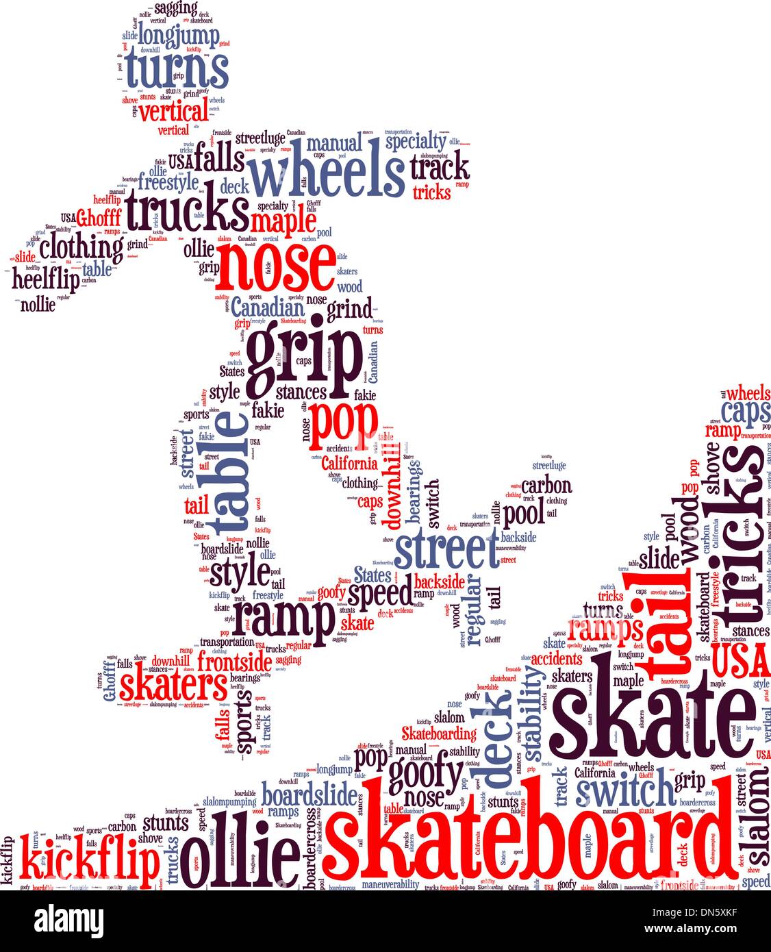Pittogramma di skateboard tag cloud illustrazione vettoriale Illustrazione Vettoriale
