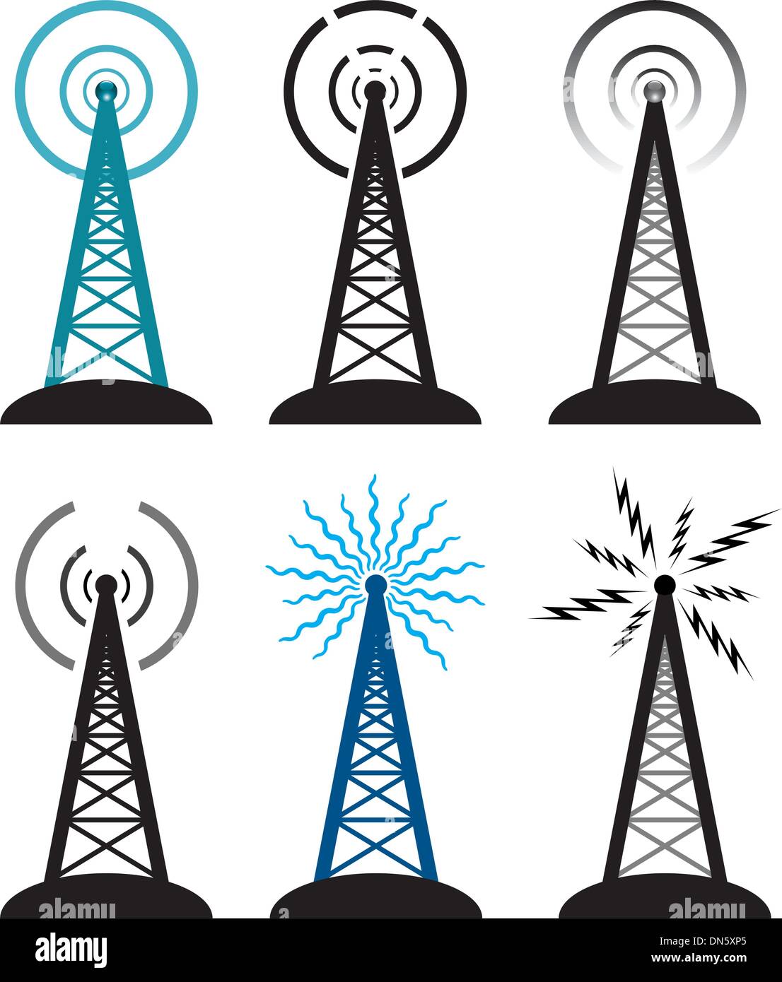 Torre della radio simboli Illustrazione Vettoriale