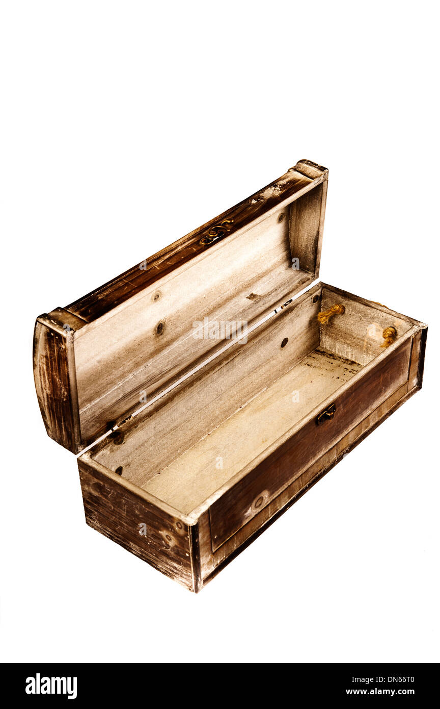 Antica scatola in legno per il vino Foto Stock