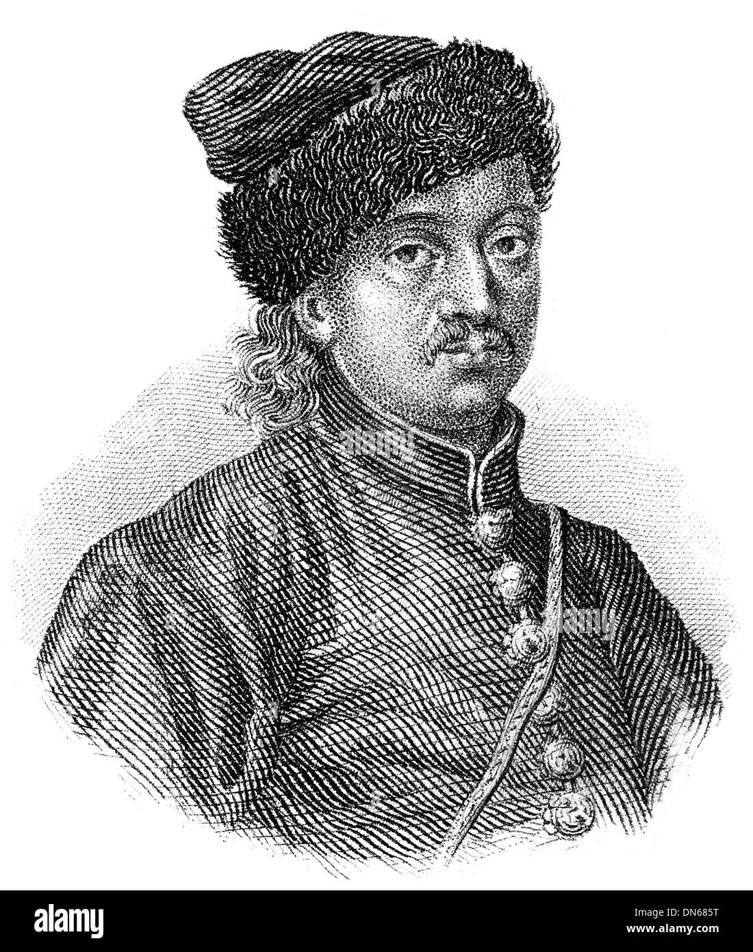 Ritratto di Miklós Zrínyi o Nikola Zrinski, 1620 - 1664, un croato e ungherese leader militare, statista e poeta Foto Stock