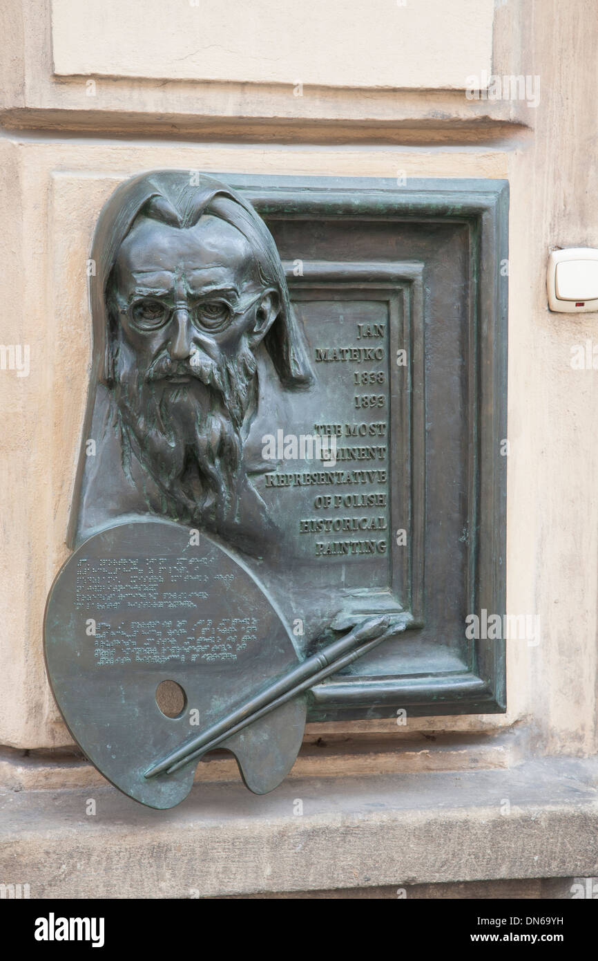 Monumento a Jan Matejko, Cracovia; Polonia Foto Stock