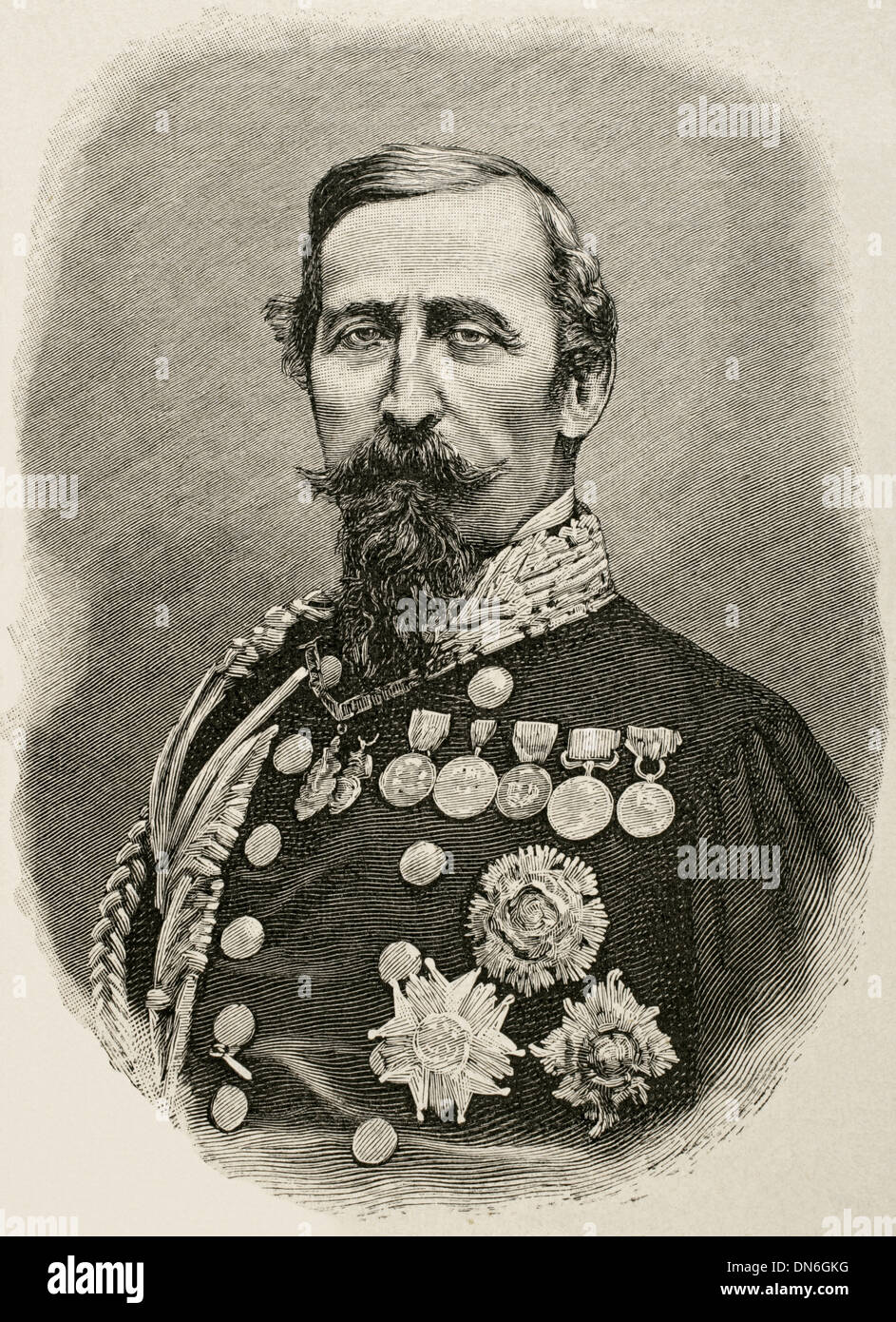 Alfonso La Marmora (1804-1878). Militari Italiani e più. Il primo ministro dell'Italia. Incisione. Foto Stock