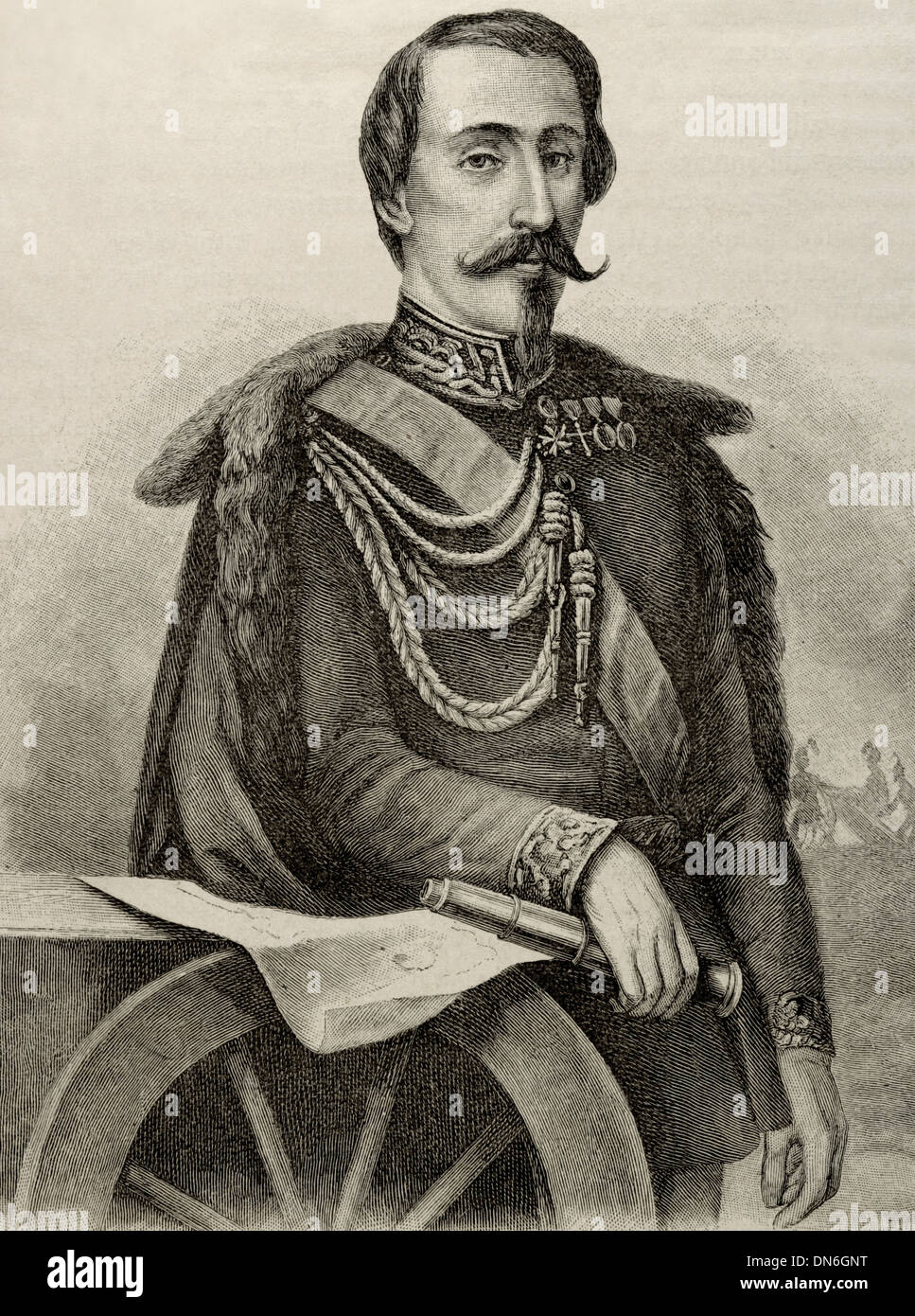 Alfonso La Marmora (1804-1878). Militari Italiani e più. Il primo ministro dell'Italia. Incisione. Foto Stock
