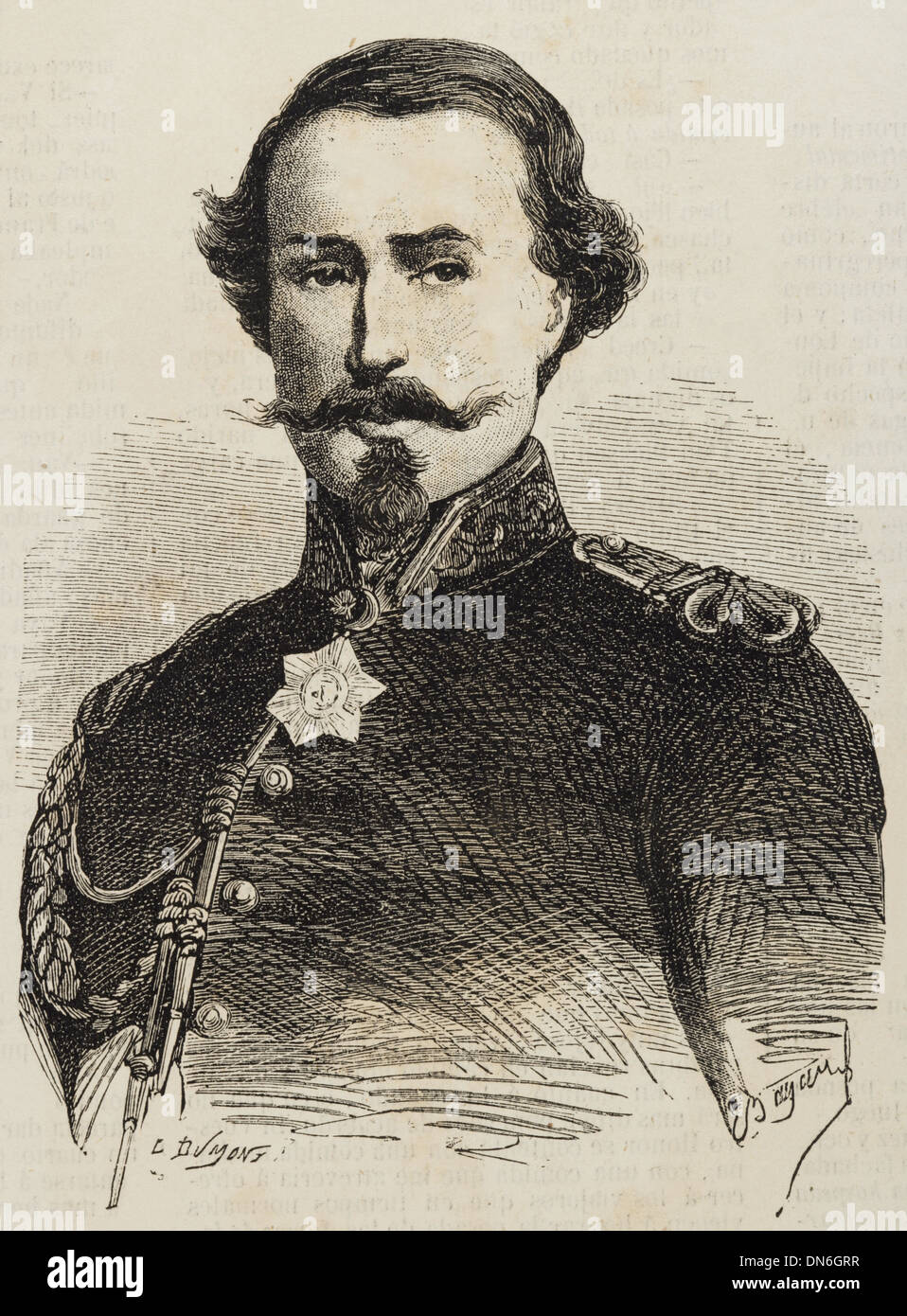 Alfonso La Marmora (1804-1878). Militari Italiani e più. Il primo ministro dell'Italia. Incisione. Foto Stock