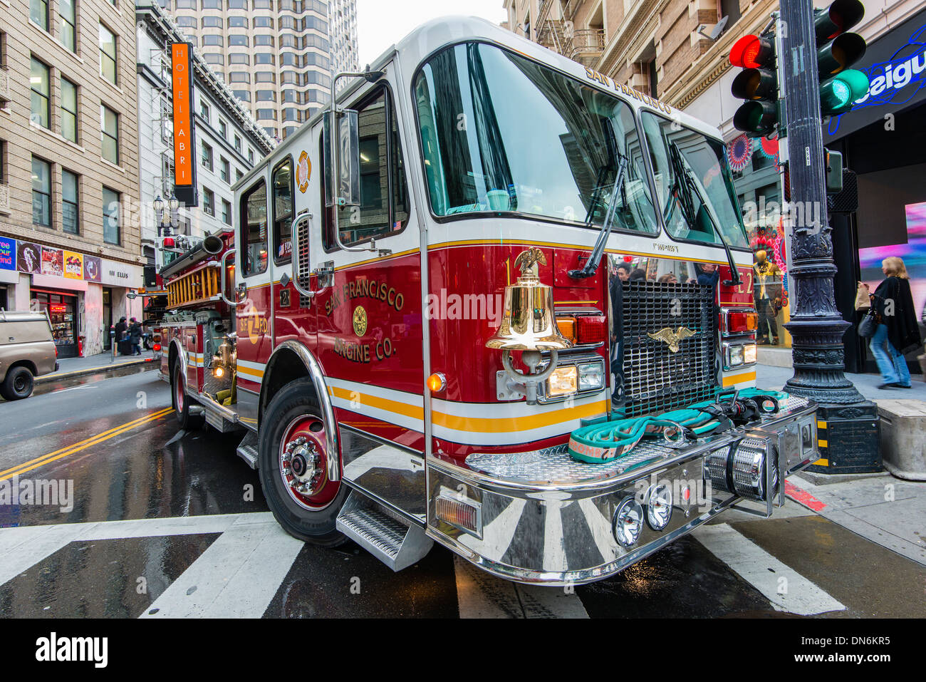 Camion dei pompieri, San Francisco, California, Stati Uniti d'America Foto Stock