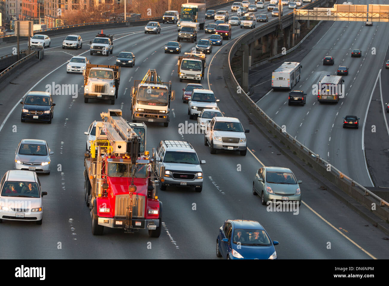 Stati Uniti, Washington. Seattle, il traffico sulla Interstate 5 Foto Stock