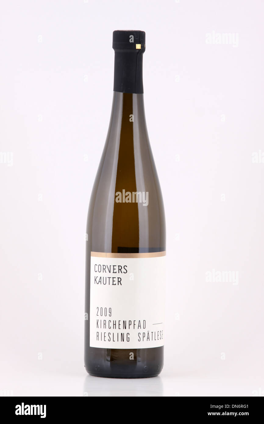 Una bottiglia di tedesco di vino bianco, Corvers Kauter, 2009, Kirchenpfad, Riesling Spatlese, Germania Foto Stock
