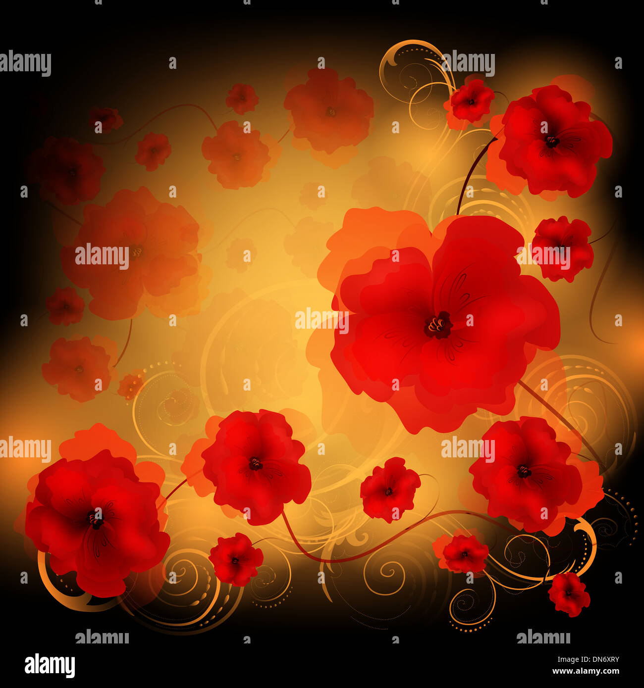 Sfondo floreale con ornati di Design Foto Stock