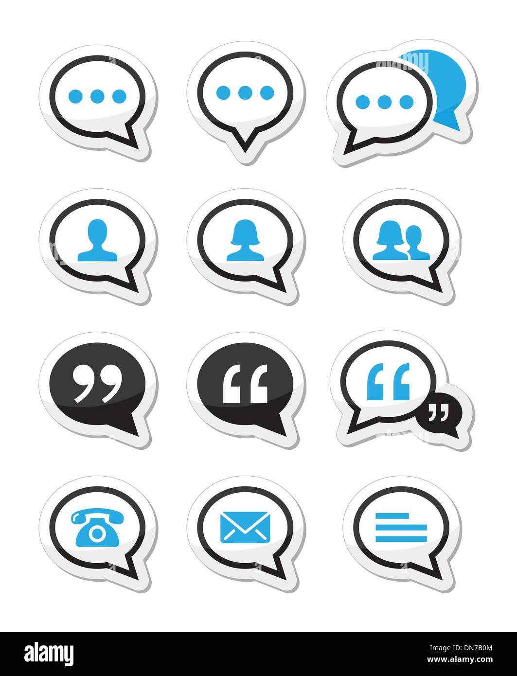 Discorso bolla, blog, contattare il vettore set di icone Illustrazione Vettoriale