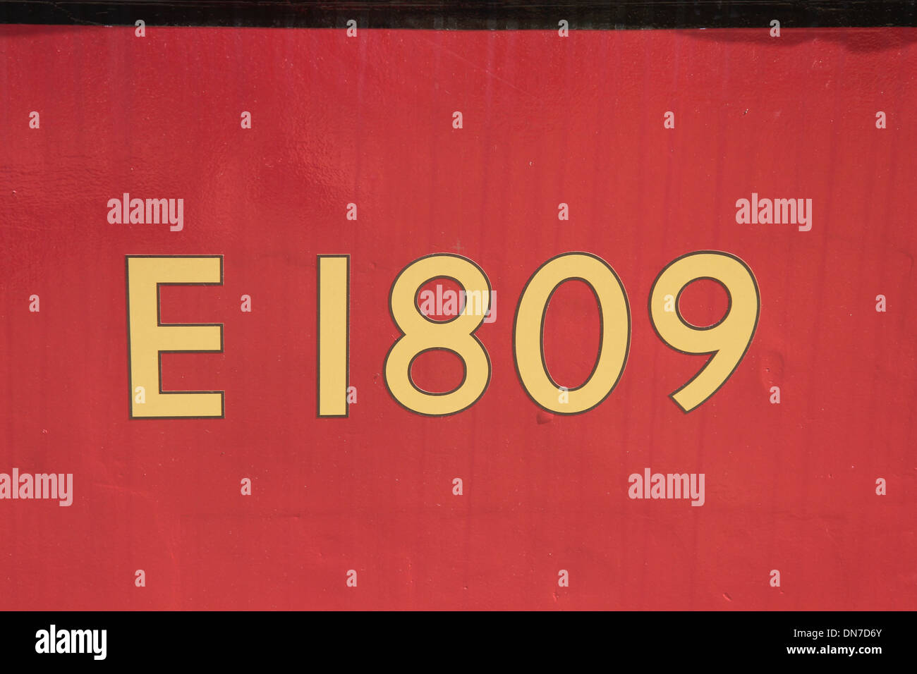 Numero stampato sul lato di un vagone ferroviario a Colne Valley conserve di ferrovia. Foto Stock